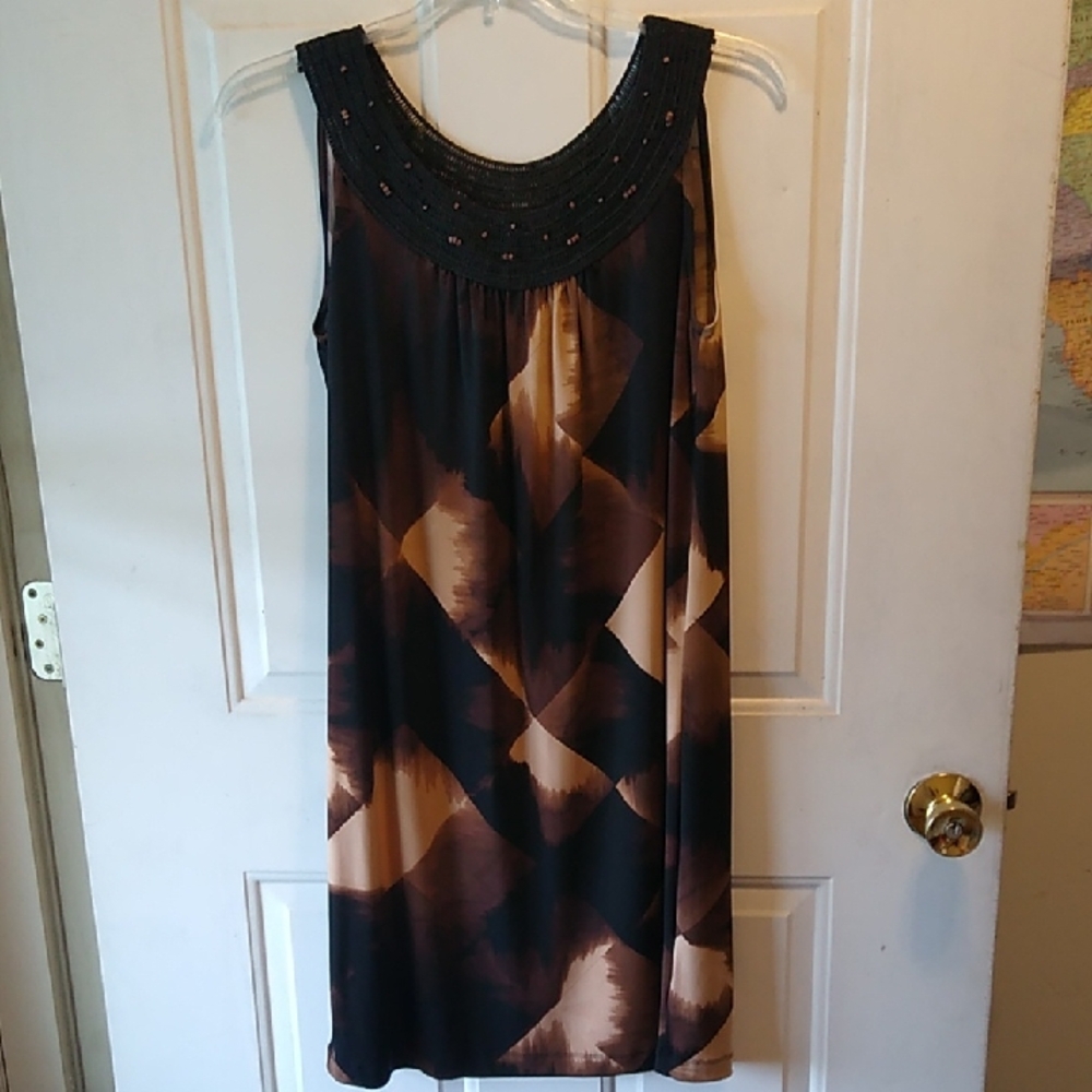 Dana Buchman Brown and Black Women's Lg Sleeveless Dress